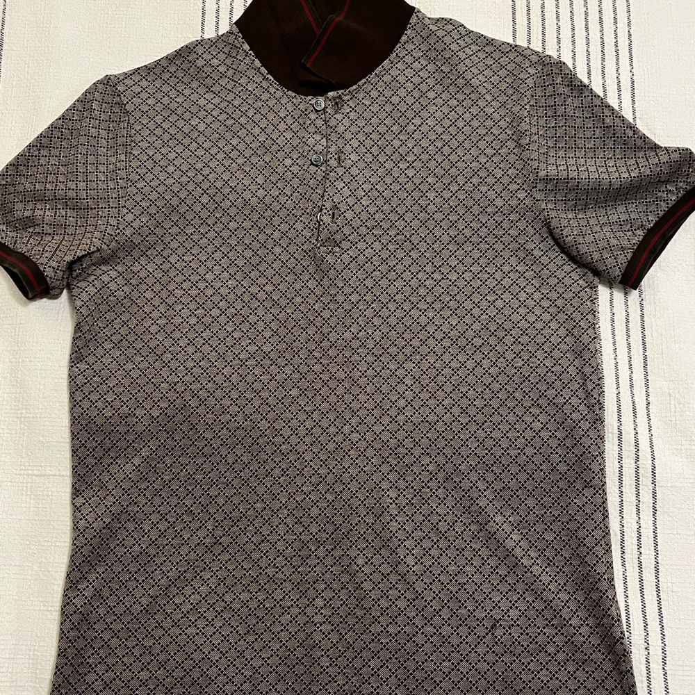 Gucci Men's Polo Shirt - Black and Brown